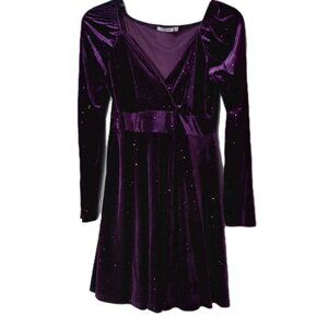 Sexyasasii Women’s Purple Size Large Velvet Glitter Long Sleeve Witchy Goth Part